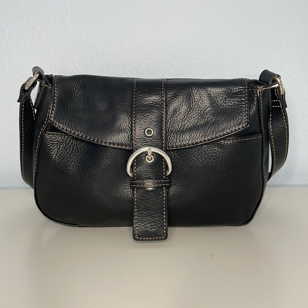 Fossil small black pebble leather bag